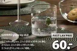 JYSK GABBRO glass tilbud