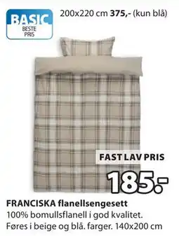 JYSK FRANCISKA flanellsengesett tilbud