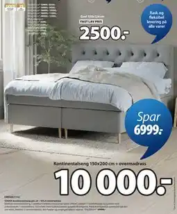 JYSK Kontinentalseng 150x200 cm + overmadrass tilbud