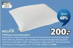JYSK STRYN pute med memoryskum tilbud