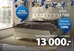 JYSK HEMLA kontinentalseng sand-91 + BRYA overmadrass tilbud