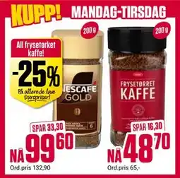 Europris All frysetørket kaffe tilbud