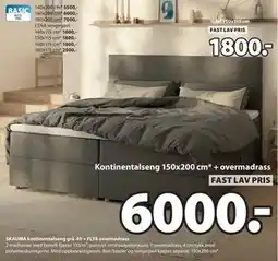 JYSK SKAUMA kontinentalseng grå-40 + FLYA overmadrass tilbud