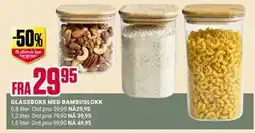 Europris GLASSBOKS MED BAMBUSLOKK tilbud