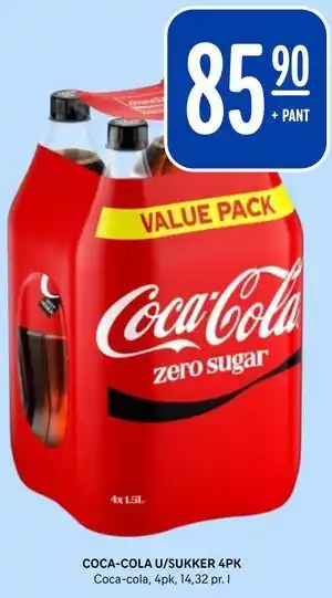 COCA-COLA U/SUKKER 4PK