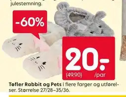 Rusta Tøfler Rabbit og Pets tilbud
