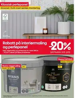 Rusta Rabatt på interiørmaling og perlepanel tilbud
