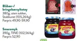 Jacobs Blåbær-/ bringebærsyltetøy tilbud