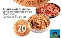 Meny Angus-/svinesnadder tilbud