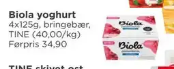 Meny Biola yoghurt tilbud