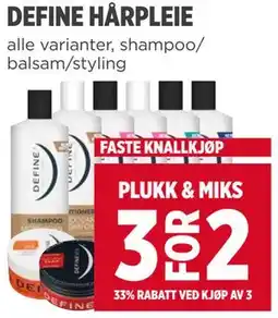 Meny DEFINE HÅRPLEIE tilbud