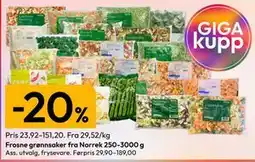Gigaboks Frosne grønnsaker fra Norrek tilbud