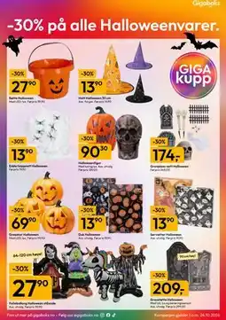 Gigaboks 30% på alle Halloweenvarer tilbud