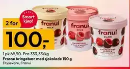 Gigaboks Frosne bringebær med sjokolade tilbud