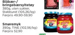 Meny Blåbær-/ bringebærsyltetøy tilbud