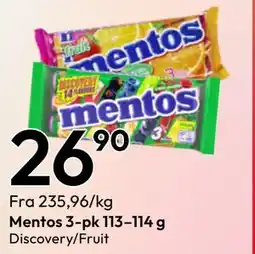 Gigaboks Mentos 3-pk 113–114 g tilbud