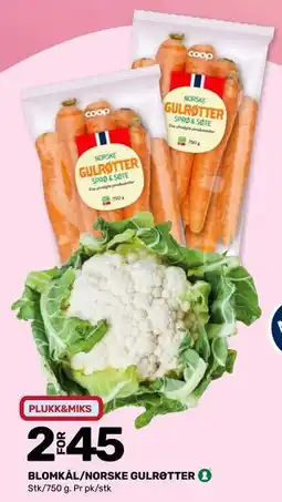 Coop Marked BLOMKÅL/NORSKE GULRØTTER tilbud
