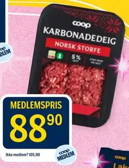 Coop Prix Coop Karbonadedeig tilbud