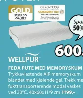 JYSK Feda pute med memoryskum tilbud