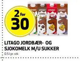 Bunnpris LITAGO JORDBÆR- OG SJOKOMELK M/U SUKKER tilbud