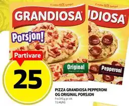 Bunnpris PIZZA GRANDIOSA PEPPERONI OG ORIGINAL PORSJON tilbud