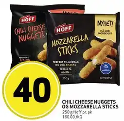 Bunnpris CHILI CHEESE NUGGETS OG MOZZARELLA STICKS tilbud