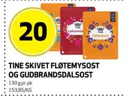 Bunnpris TINE SKIVET FLØTEMYSOST OG GUDBRANDSDALSOST tilbud