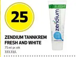 Bunnpris ZENDIUM TANNKREM FRESH AND WHITE tilbud