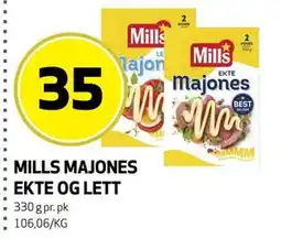 Bunnpris MILLS MAJONES EKTE OG LETT tilbud