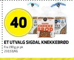 Bunnpris ET UTVALG SIGDAL KNEKKEBRØD tilbud
