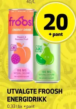 Bunnpris UTVALGTE FROOSH ENERGIDRIKK tilbud