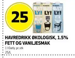 Bunnpris HAVREDRIKK ØKOLOGISK, 1.5% FETT OG VANILJESMAK tilbud