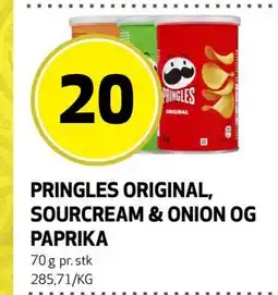 Bunnpris PRINGLES ORIGINAL, SOURCREAM & ONION OG PAPRIKA tilbud