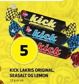 Bunnpris KICK LAKRIS ORIGINAL, SEASALT OG LEMON tilbud