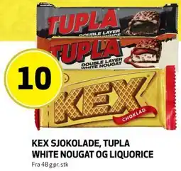Bunnpris KEX SJOKOLADE, TUPLA WHITE NOUGAT OG LIQUORICE tilbud