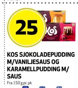 Bunnpris KOS SJOKOLADEPUDDING M/VANILJESAUS OG KARAMELLPUDDING M/ SAUS tilbud
