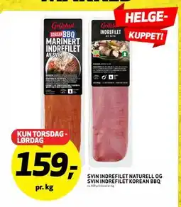 Bunnpris SVIN INDREFILET NATURELL OG SVIN INDREFILET KOREAN BBQ tilbud