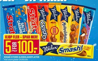 Europris Nidar store sjokoladeplater tilbud