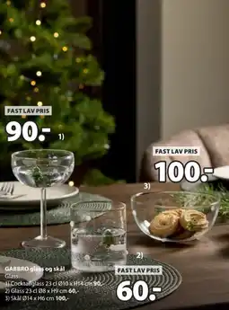 JYSK Gabbro glass og skål tilbud