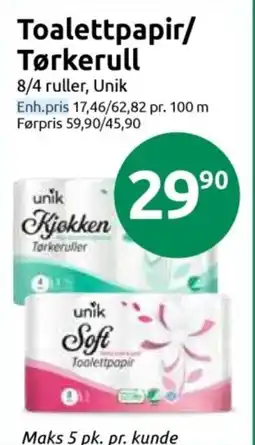 Joker Unik toalettpapir/tørkerull tilbud