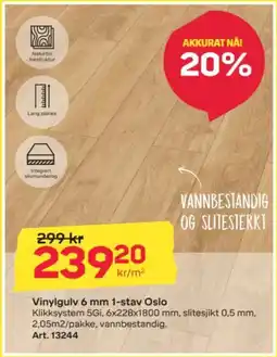 Byggmax Vinylgulv 6 mm 1-stav Oslo tilbud