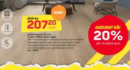 Byggmax Laminatgulv 10 mm 1-stav Makro Oak Light tilbud