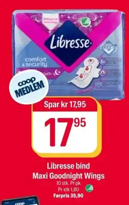 Coop Extra Libresse bind Maxi Goodnight Wings tilbud