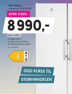 ELON Electrolux fryseskap EUT6NE28W1 tilbud