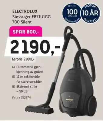 Electrolux Støvsuger EB71U1GG 700 Silent