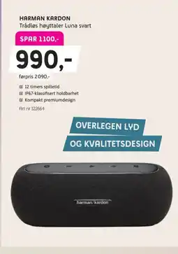 ELON Harman Kardon Trådløs høyttaler Luna svart tilbud