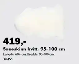 Biltema Saueskinn hvitt tilbud