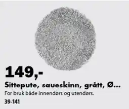 Biltema Sittepute, saueskinn, grått tilbud