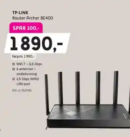 ELON Tp-link router archer be400 tilbud