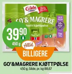 Kiwi GO'&MAGRERE KJØTTPØLSE tilbud